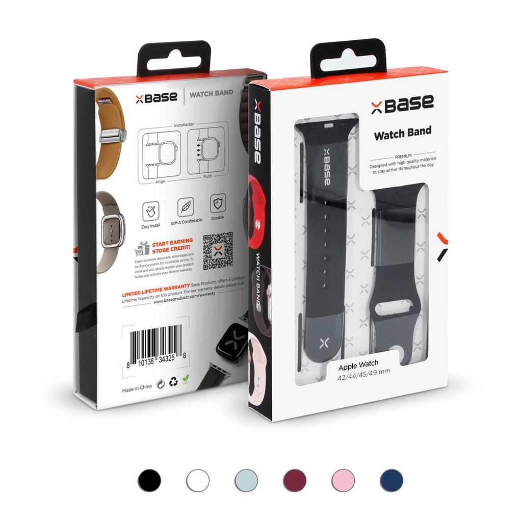 Silicone Band for Apple Watch – Fits 42/44/45/49mm – Black