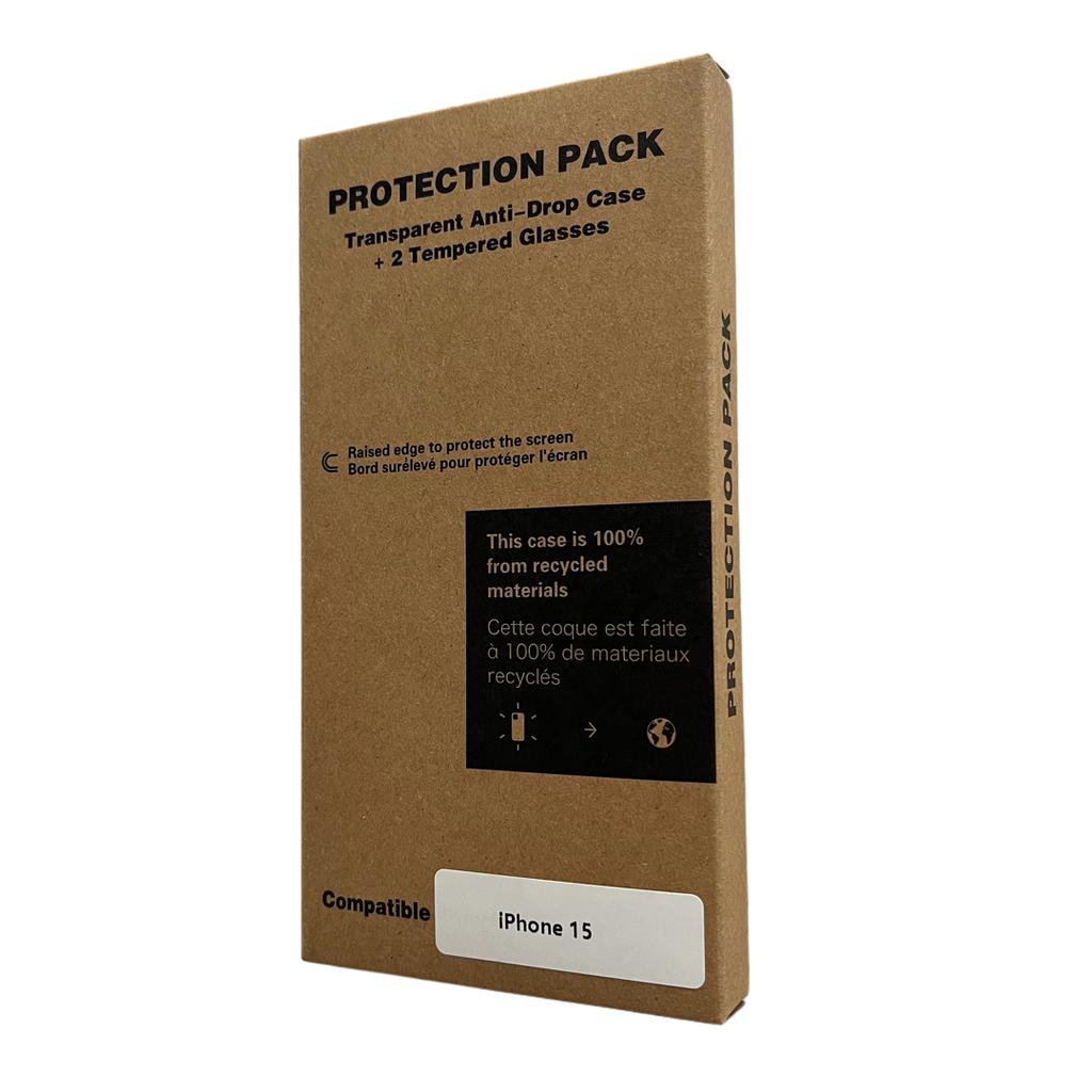 iPhone 15 case and 2 protective screens - Recycled plastic - Transparent Transparent