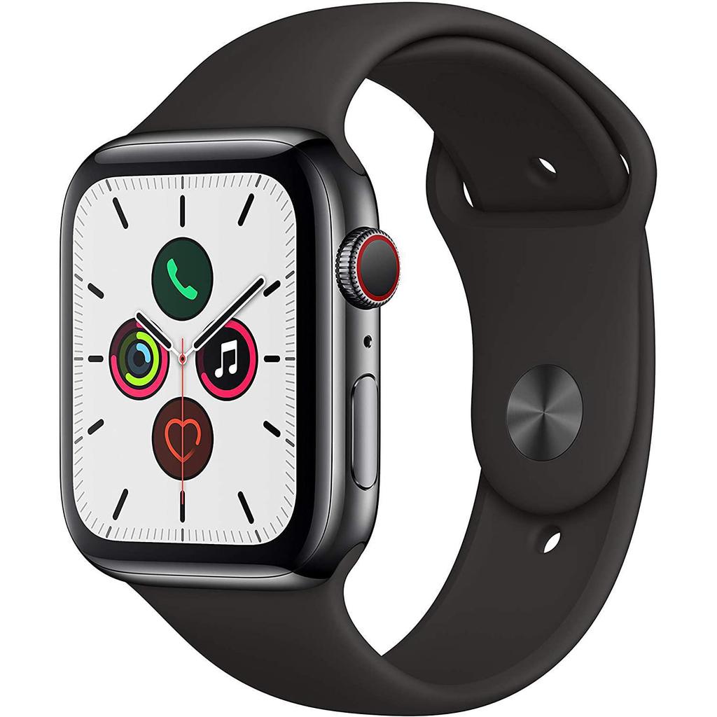 Apple Watch Series 5 (2019) GPS + Cellular 44 mm - Stainless steel Space Black - Sport band Black