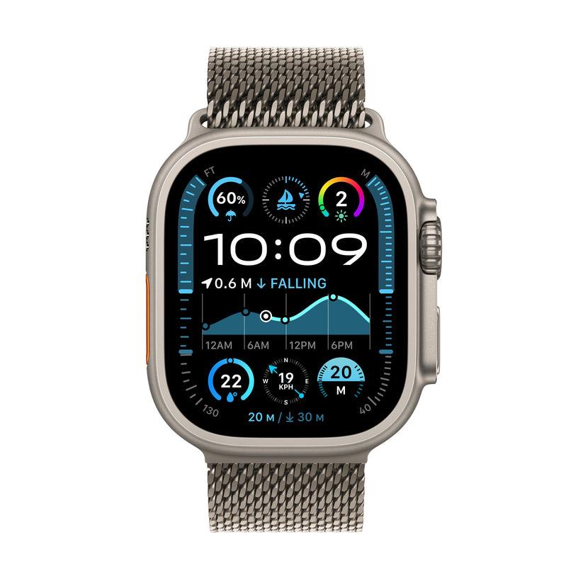 Apple Watch Ultra (2023) GPS + Cellular 49 mm - Titanium Natural Titanium - Milanese loop Gold Natural Titanium