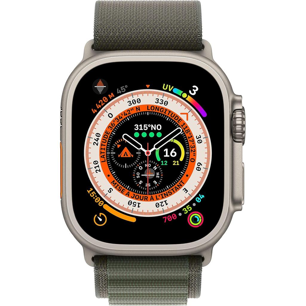 Apple Watch Ultra (2022) GPS + Cellular 49 mm - Titanium Natural Titanium - Alpine loop Green Natural Titanium